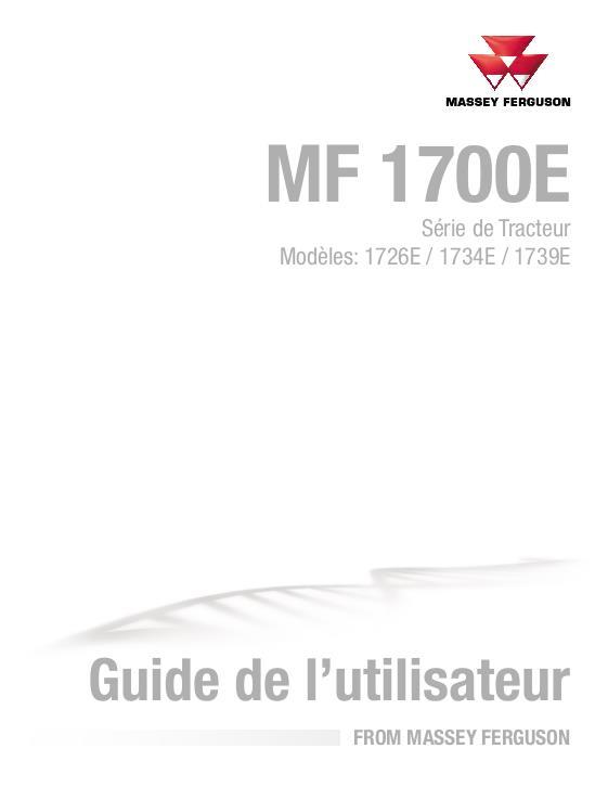 AGCO 1726E 1734E 1739E Compact Tractor Operator Manual 4283524M3 French