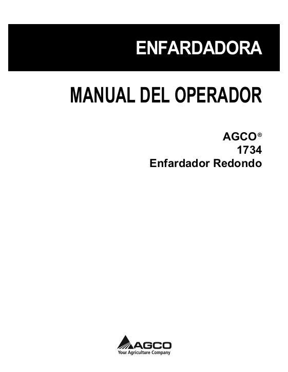 AGCO 1734 Round Baler Operator Manual 700734260D Spanish