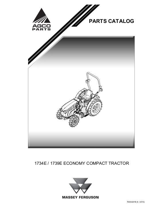AGCO 1734E 1739E Compact Tractor Parts Book 79036261B English