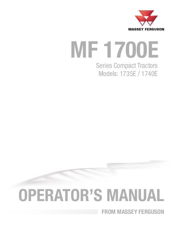 AGCO 1735E 1740E Compact Tractor Operator Manual ACW7693080 English