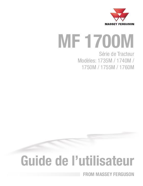 AGCO 1735M 1740M 1750M 1755M 1760M Compact Tractor Operator Manual ACW4980080 French