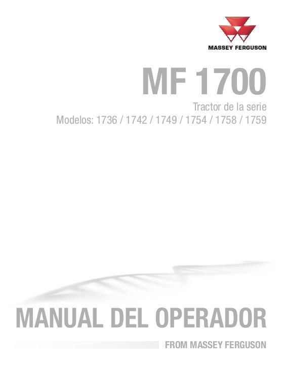 AGCO 1736 1742 1749 1754 1758 1759 Compact Tractor Operator Manual 4283510M3 Spanish