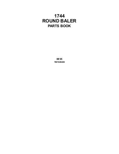 AGCO 1744 Round Baler Parts Book 700722943B English