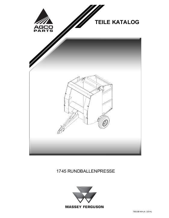 AGCO 1745 Round Baler Parts Book 79035814H German
