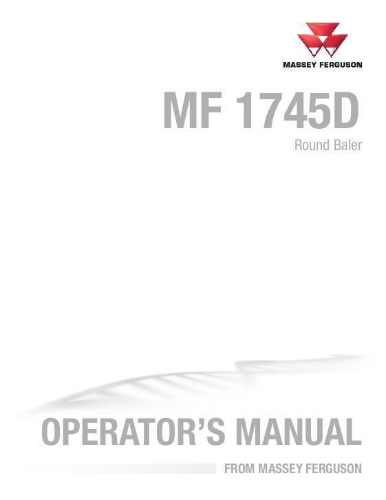 AGCO 1745D Round Baler Operator Manual ACX2950110 English