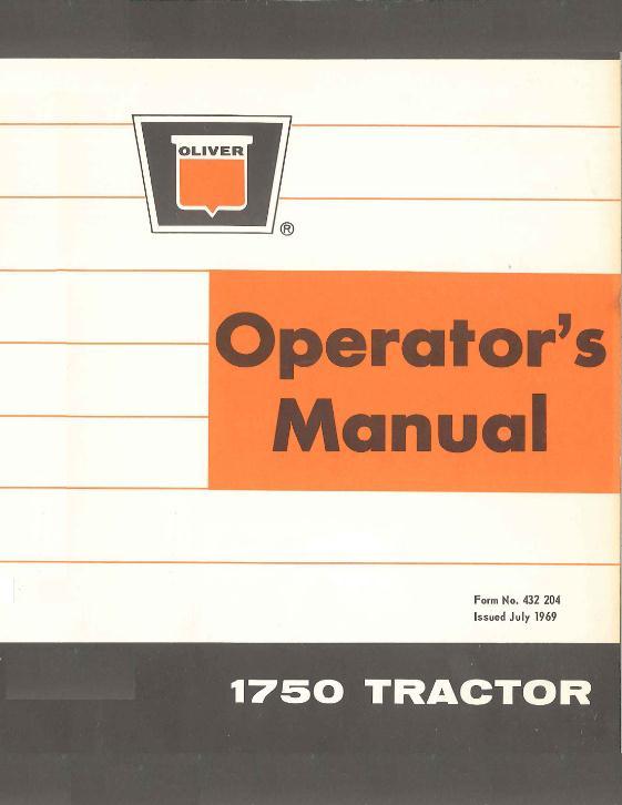 AGCO 1750 Tractor (gas and diesel) Operator Manual W432204 English