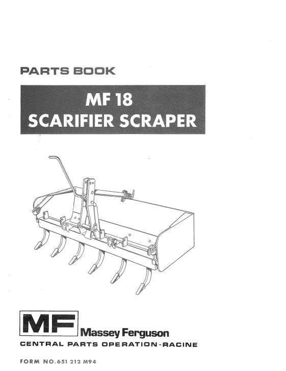 AGCO 18 Scarifier Scraper Parts Book 651212M94 English