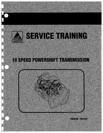 AGCO 18 Speed Powershift Funk Transmission (training supplement) Operator Manual 79016547 English