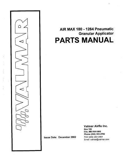 AGCO 180 AirMax 1264 RoGator (granular system, 2002) Parts Book AG610902 English
