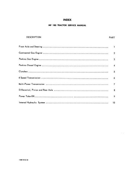 AGCO 180 Tractor (packet) Service Manual 1448816M1 English