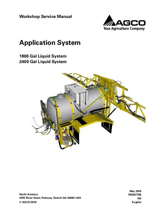 AGCO 1800 2400 Gallon TerraGator (liquid system) (packet) Service Manual 79036770B English
