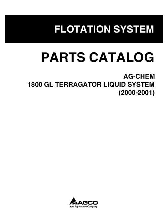 AGCO 1800 Gallon TerraGator (liquid system, 2000-01) Parts Book AG546378N English