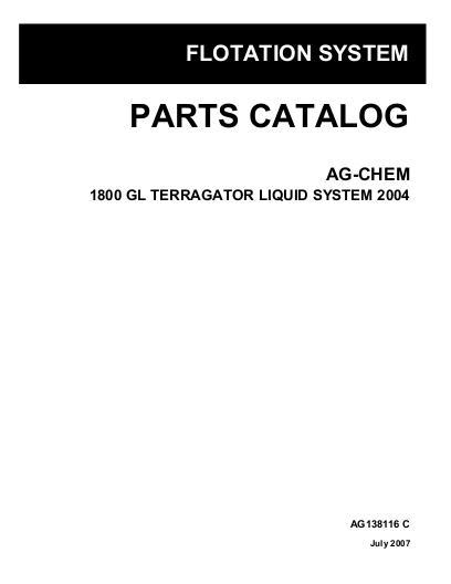AGCO 1800 Gallon TerraGator (liquid system, 2004) Parts Book AG138116C English