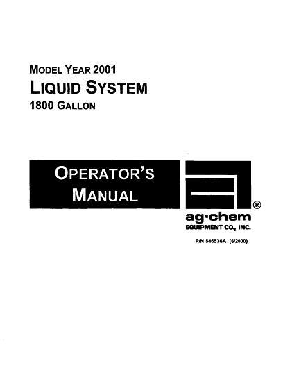 AGCO 1800 Gallon TerraGator (liquid system, eff sn Kxxx1001, 2001) Operator Manual AG546536 English