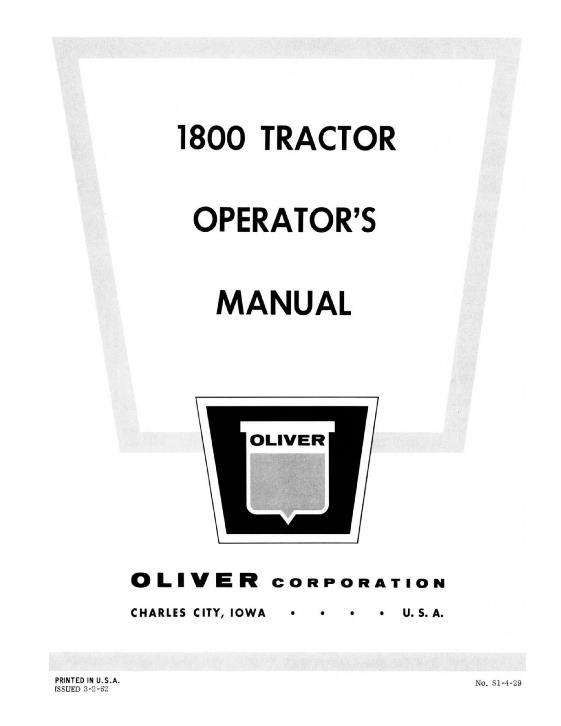 AGCO 1800 Tractor Operator Manual S1-4-29 English