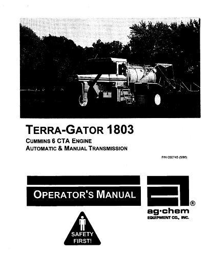 AGCO 1803 TerraGator (chassis, 6CTA, auto & man trans) Operator Manual AG050745 English
