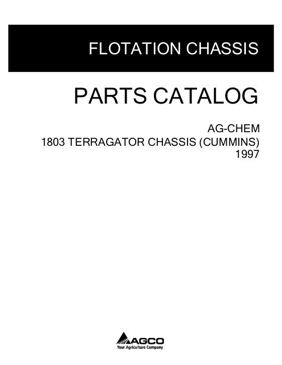AGCO 1803 TerraGator (chassis, Cummins engine, 1997) Parts Book AG055261D English