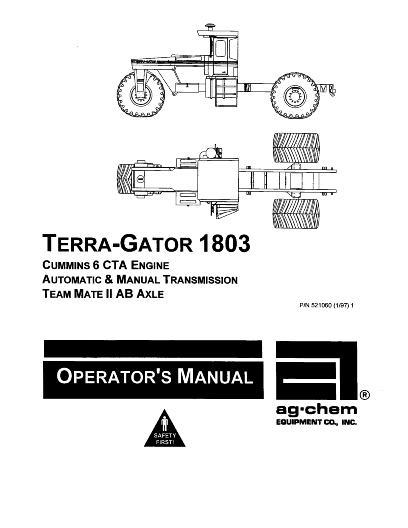AGCO 1803 TerraGator (chassis, man & auto, 1994) Operator Manual AG521060 English