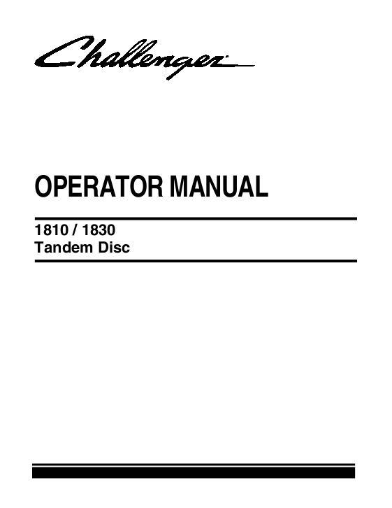 AGCO 1810 1830 Disc Harrow Operator Manual 9971245CHC English