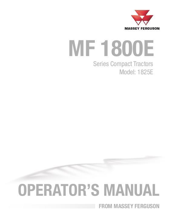 AGCO 1825E Compact Tractor Operator Manual ACX271376A English