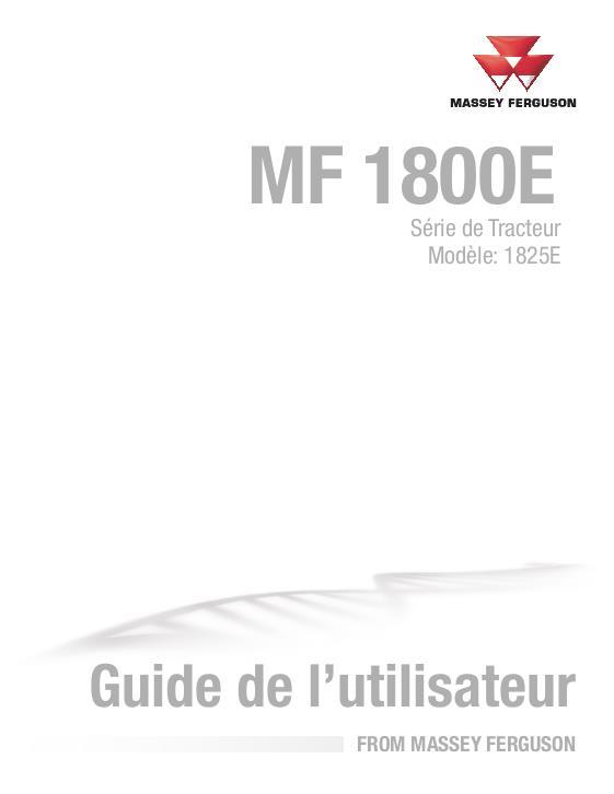 AGCO 1825E Compact Tractor Operator Manual ACX271377A French