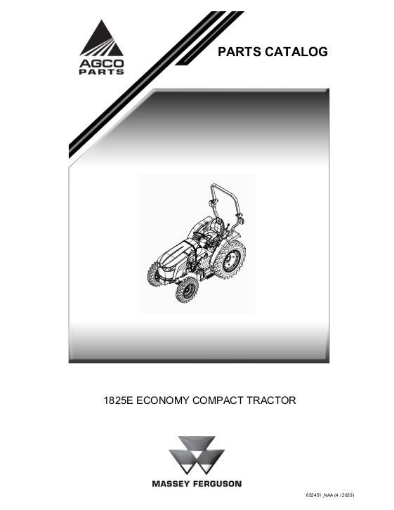 AGCO 1825E Compact Tractor Parts Book 652451A English