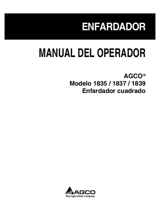 AGCO 1835 1837 1839 Baler Operator Manual 700734241A Spanish