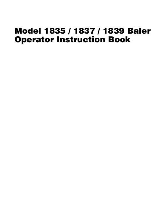 AGCO 1835 1837 1839 Rectangular Baler Operator Manual 700735840F English