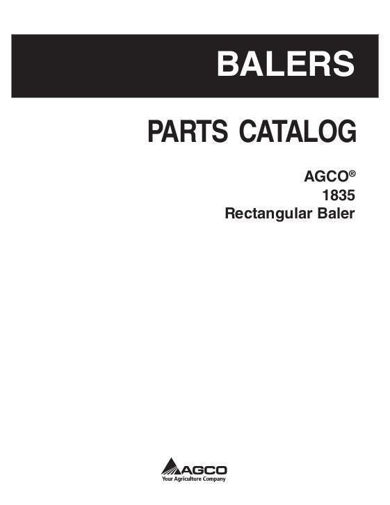 AGCO 1835 Rectanglar Baler Parts Book 700734779A English