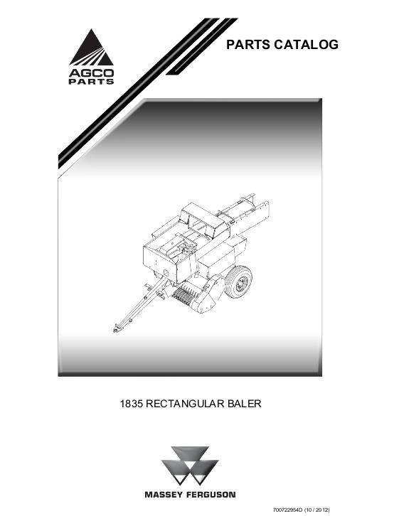 AGCO 1835 Rectangular Baler Parts Book 700722954D English