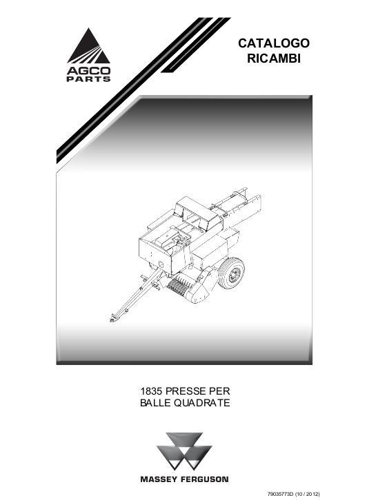 AGCO 1835 Rectangular Baler Parts Book 79035773D Italian