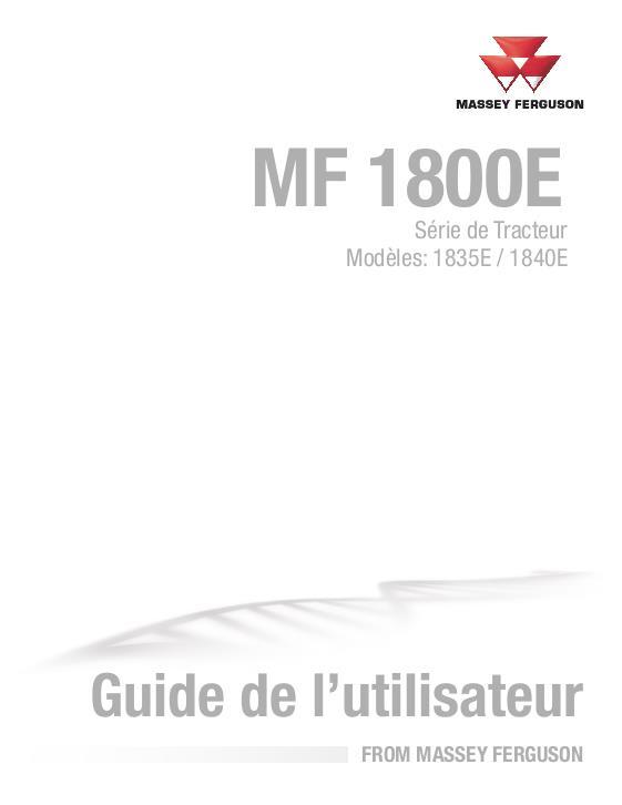 AGCO 1835E 1840E Compact Tractors Operator Manual ACX273370A French