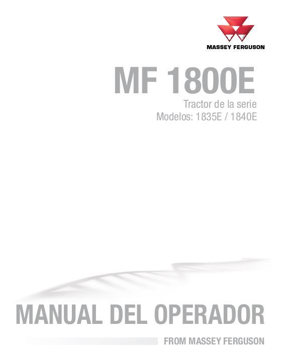 AGCO 1835E 1840E Compact Tractors Operator Manual ACX273371A Spanish