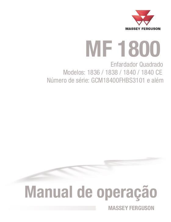 AGCO 1836 1838 1840 Rectangular Baler Operator Manual 700741706E Portuguese