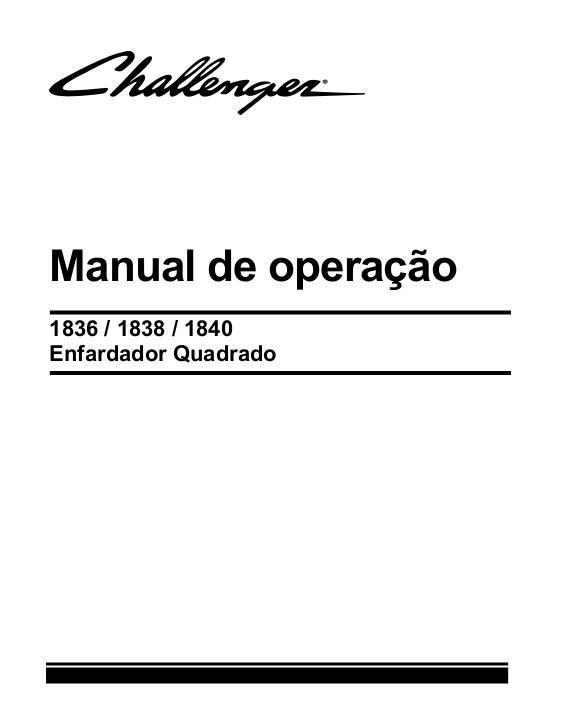 AGCO 1836 1838 1840 Rectangular Baler Operator Manual 700742209B Portuguese