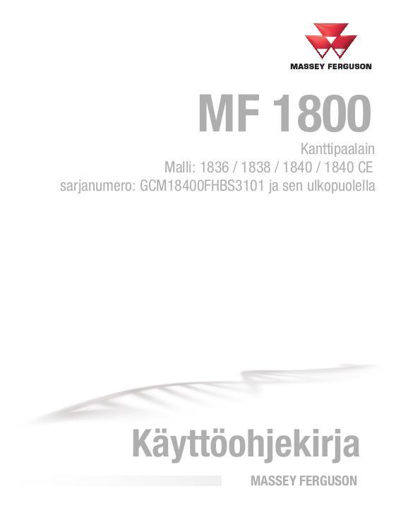 AGCO 1836 1838 1840 Rectangular Baler Operator Manual 79035997E Finnish