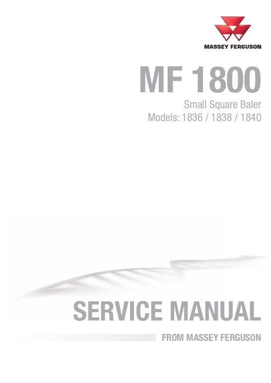 AGCO 1836 1838 1840 Rectangular Baler Service Manual 4283565M1 English