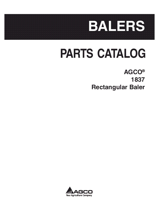 AGCO 1837 Baler Parts Book 700734774A English