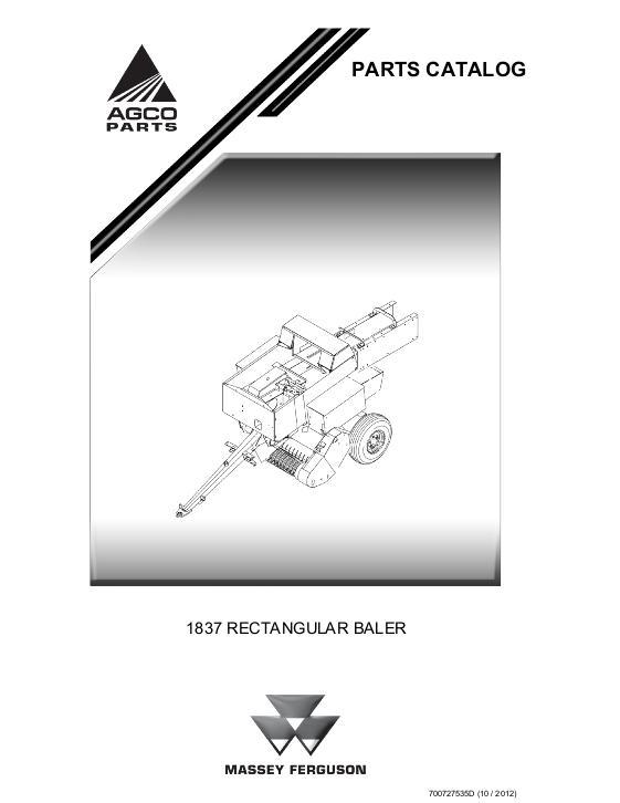 AGCO 1837 Rectangular Baler Parts Book 700727535D English