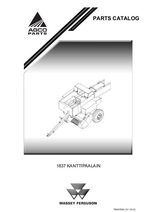 AGCO 1837 Rectangular Baler Parts Book 79035765D Finnish
