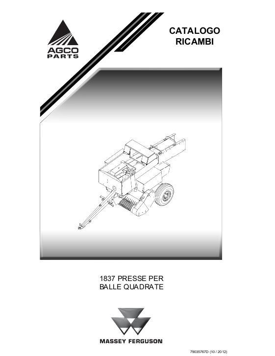 AGCO 1837 Rectangular Baler Parts Book 79035767D Italian