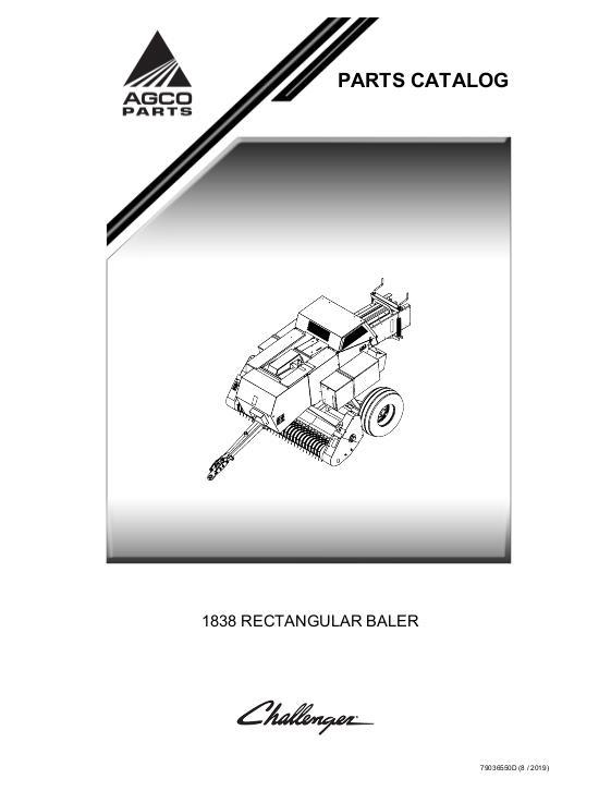 AGCO 1838 Rectangular Baler Parts Book 79036550D English