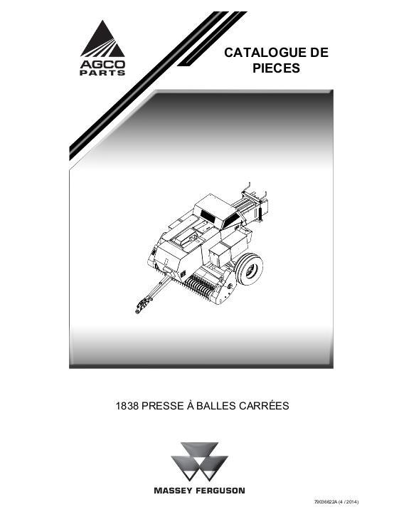 AGCO 1838 Rectangular Baler Parts Book 79036622A French