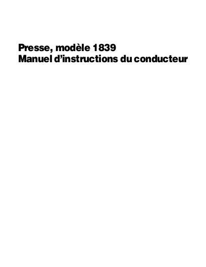 AGCO 1839 Baler (CE) Operator Manual 700729267A French