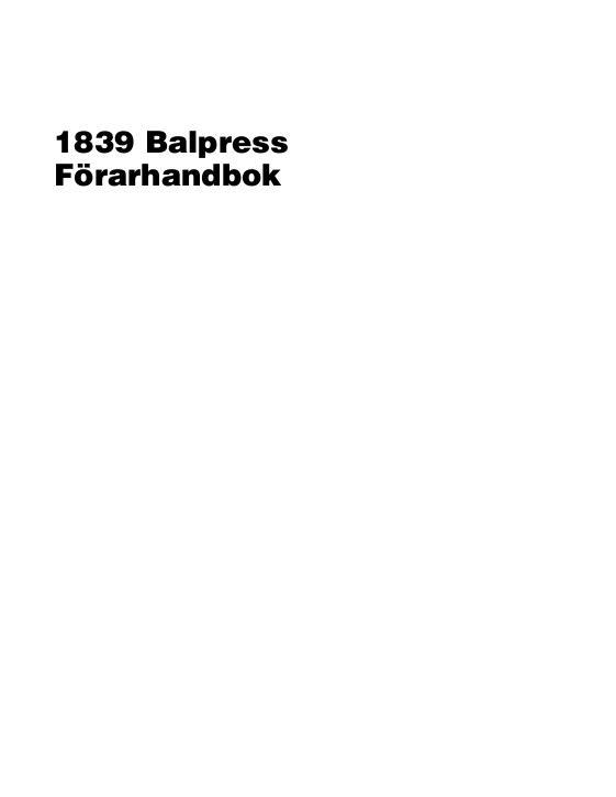 AGCO 1839 Baler (CE) Operator Manual 700733136A Swedish