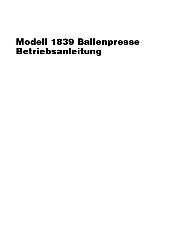 AGCO 1839 Baler Operator Manual 700733241A German