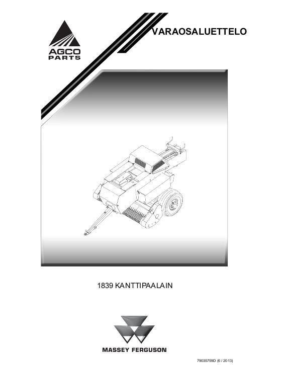 AGCO 1839 Baler Parts Book 79035759D Finnish