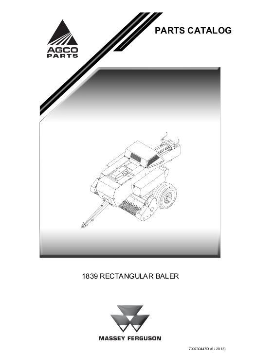 AGCO 1839 Rectangular Baler Parts Book 700730447D English