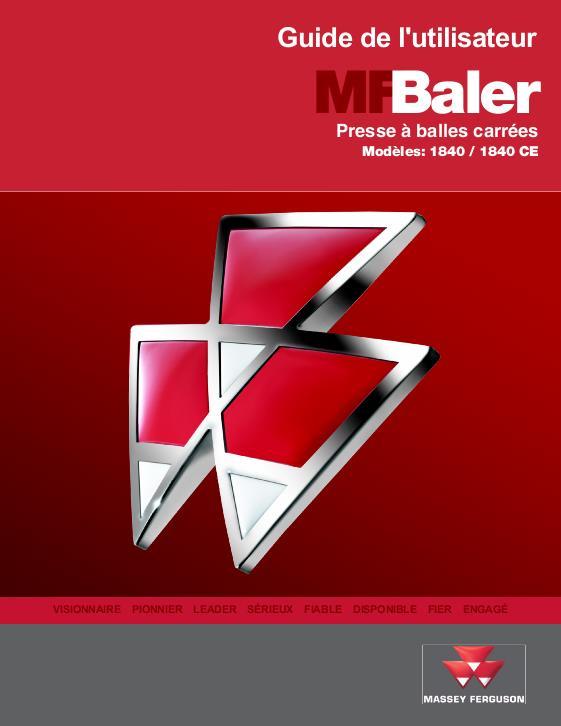 AGCO 1840 Baler Operator Manual 700741550A French