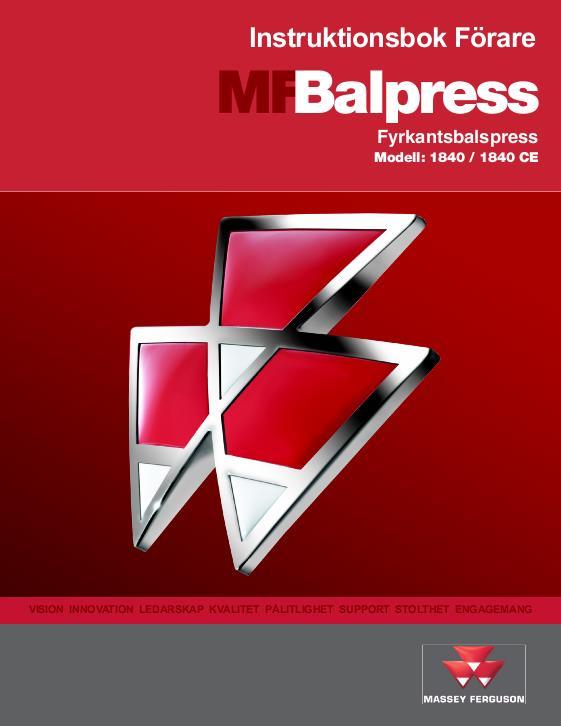 AGCO 1840 Baler Operator Manual 79035881A Swedish